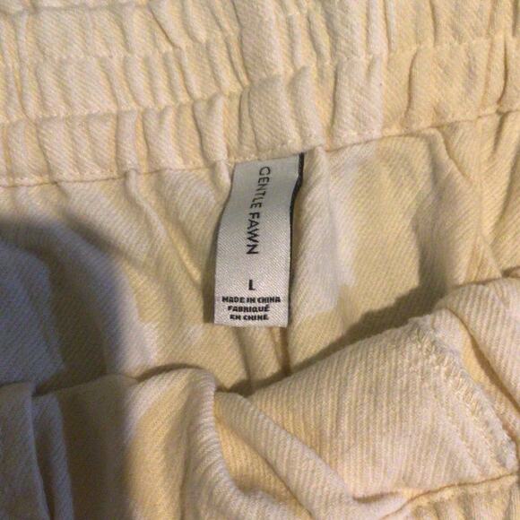 Gentle Fawn Ivory Cotton Paper Bag Cuffed Pants with Rope Belt Size L - Picture 5 of 7